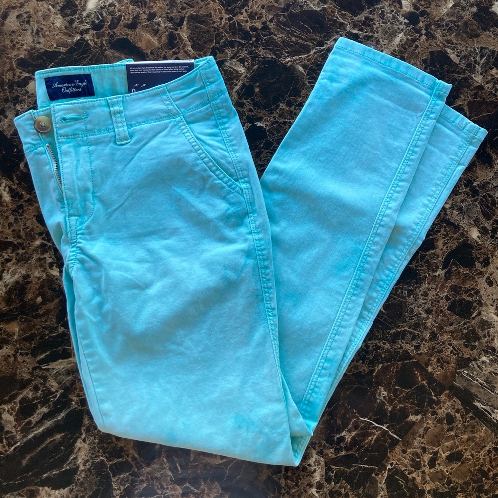 American Eagle Skinny Chino pants teal size 0